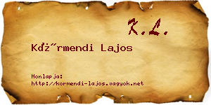Körmendi Lajos névjegykártya